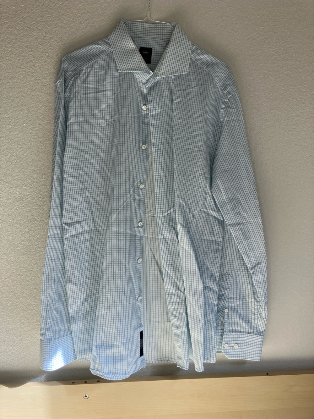Hugo Boss Light Blue Micro-Check Men's Dress Shirt